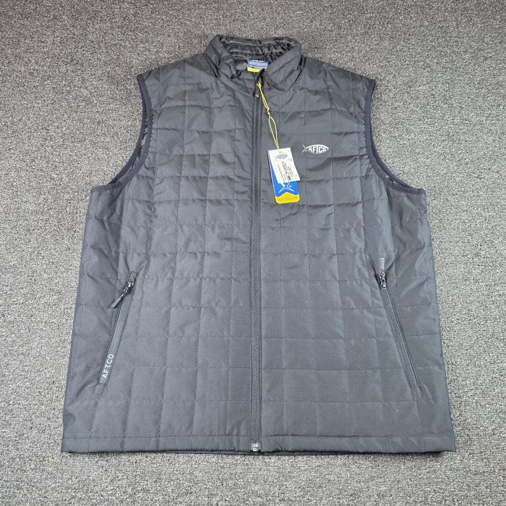 Aftco Pufferfish 300 Vest Black Mens XL Quilted Full Zip Insulated Outdoor NEW
